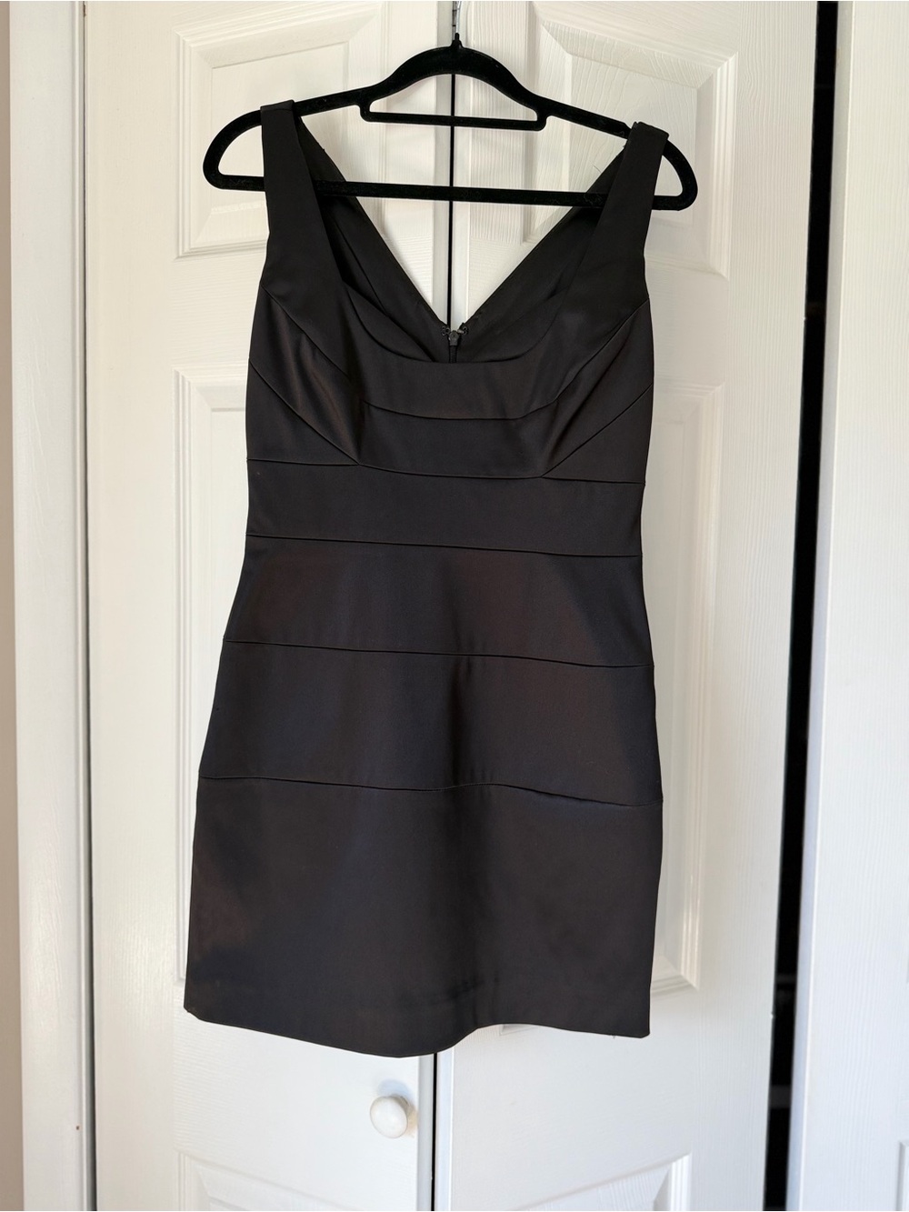 White House Black Market Black Sleeveless V-Neck Bandage Midi Dress